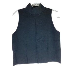 Zara Black Sleeveless Mock Neck Sweater Top Shirt Large Classic Stretch Minimal‎